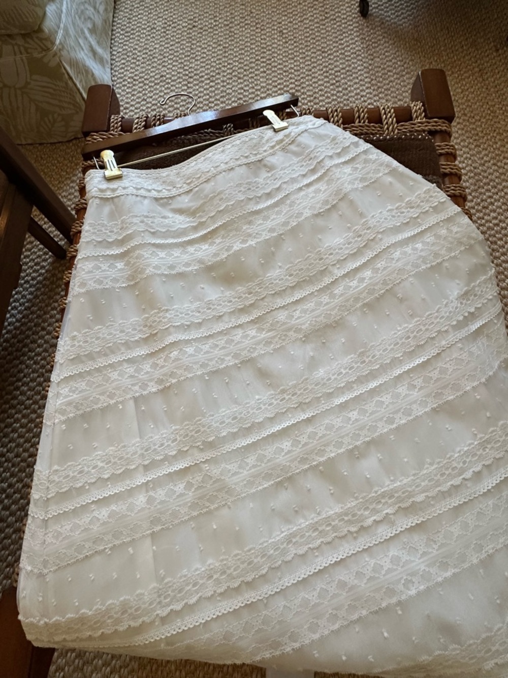 White Delilah Striped Ruffle Organza Skirt Size S